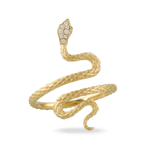 R10191 18K Gold Diamond Snake Ring