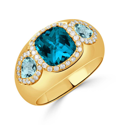 R11176LBBT-Y 18K Gold Diamond London and Sky Blue Topaz Ring