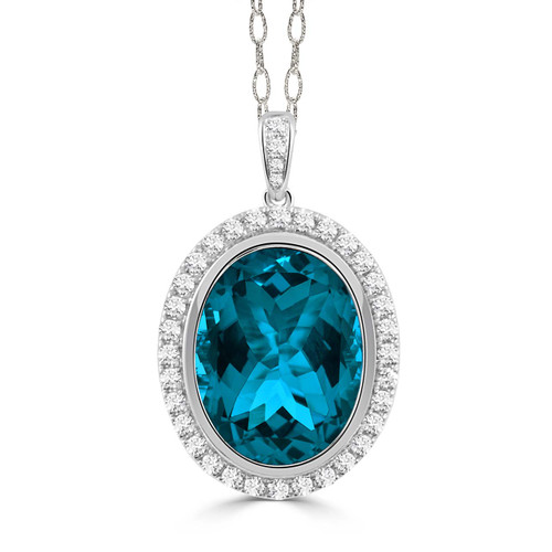 P1122LBT 18K Gold Diamond London Blue Topaz Pendant D36=.47 LBT=10.47