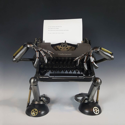 typewriter metal sculpture front