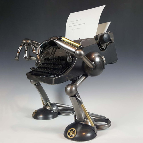typewriter metal sculpture side