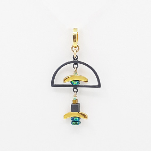 Oxidized Fine Silver Black Opal Pendant Oxidized Fine Silver Black Opal Pendant