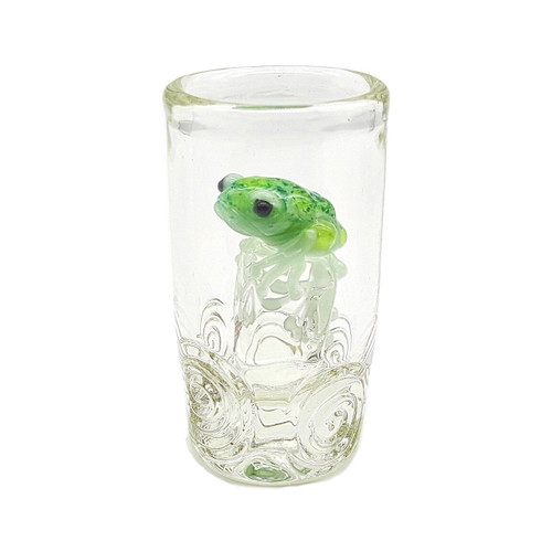 Teal Frog Inside Shot Glass
