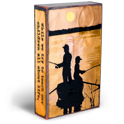 wall tile with father and son silhoutte fishing wall tile with father and son silhoutte fishing