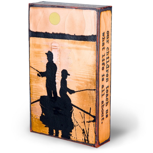 wall tile with father and son silhoutte fishing wall tile with father and son silhoutte fishing