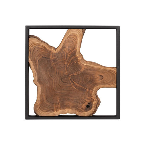 Black Framed Teak Wood Wall Tile