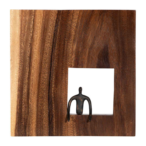 square wood wall tile with metal man square wood wall tile with metal man