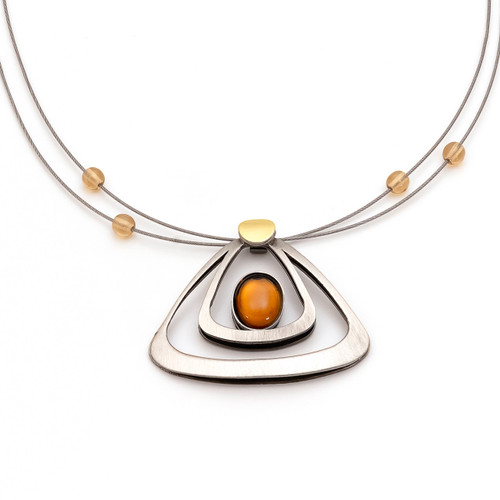 triangle pendant necklace with citrine gemstone triangle pendant necklace with citrine gemstone