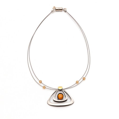 triangle pendant necklace with citrine gemstone triangle pendant necklace with citrine gemstone