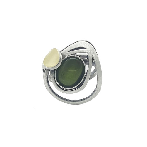 abstract ring with green gemstone
