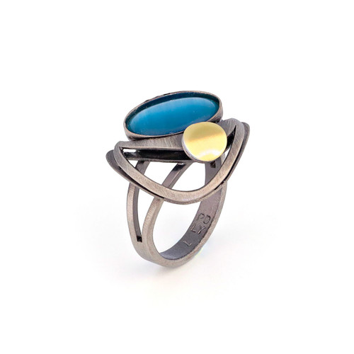 abstract ring with aqua gemstone