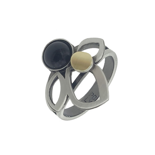 abstract ring with black gemstone
