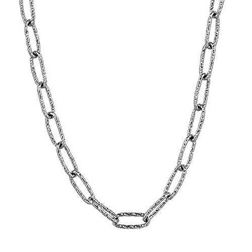 White gold chain with textured paper clip links