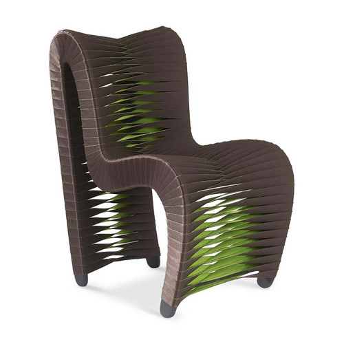 brown and green seat belt dining chair front