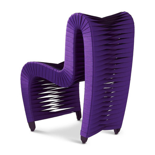 purple seat belt dining chair back