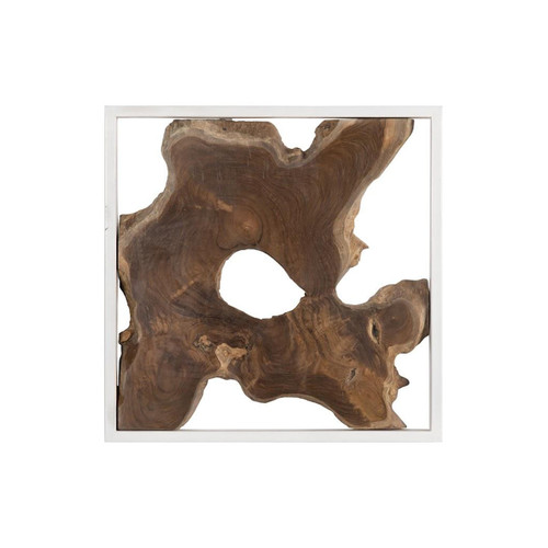 white framed teak wood wall tile front