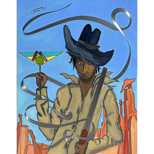 billy the kid western oil painting