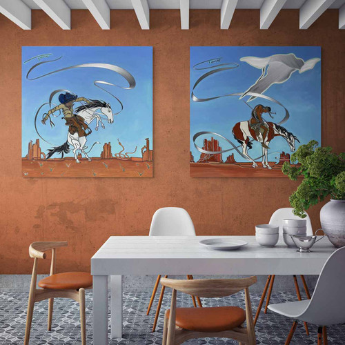 western oil paintings on wall