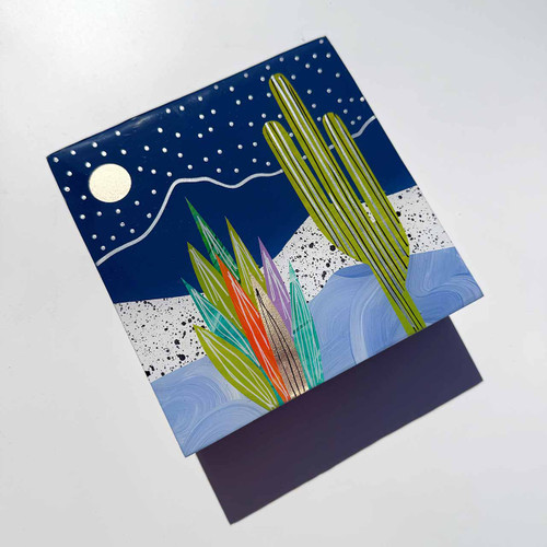 blue desert landscape with stars collage top view blue desert landscape with stars collage top view