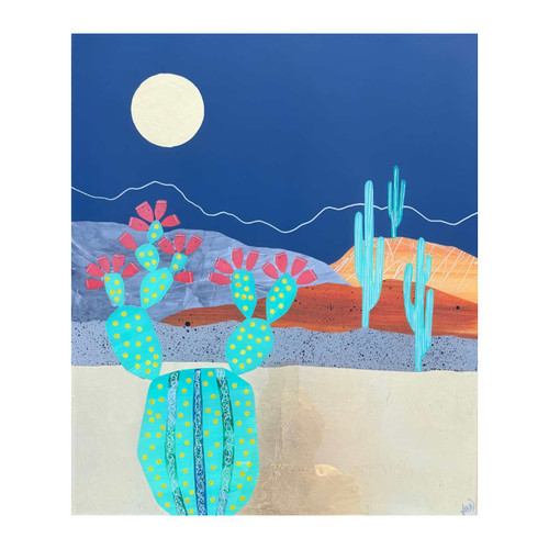 prickly pear desert landscape collage