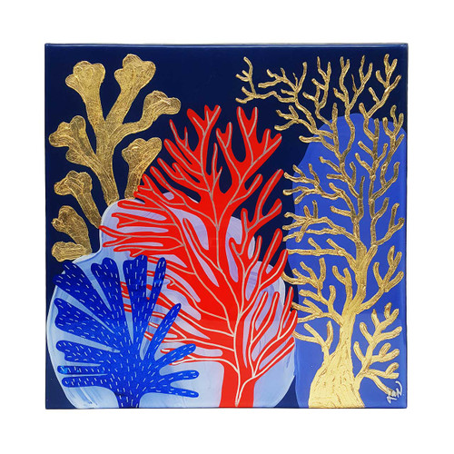 blue red and gold coral reef collage