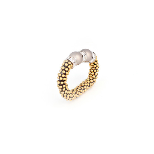 Double Silver Pearl Crystal Stretchable Ring
