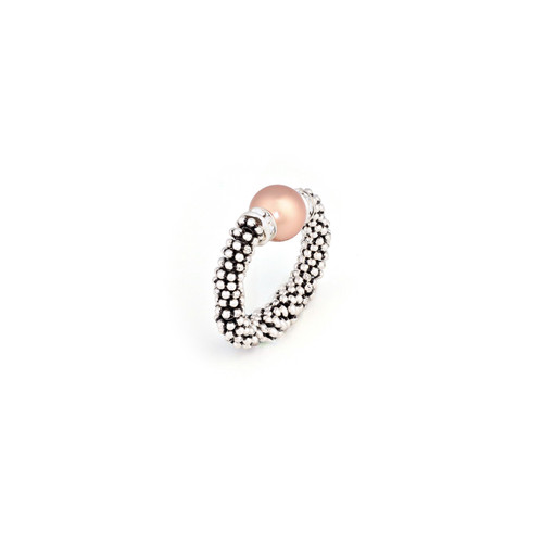 Single Rose Gold Pearl Crystal Stretchable Ring