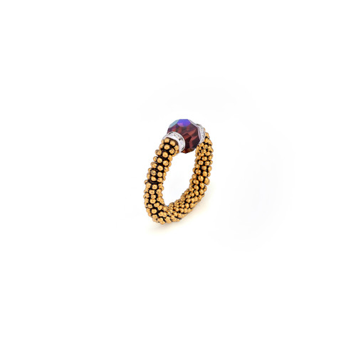 Single Iridescent Crystal Stretchable Ring