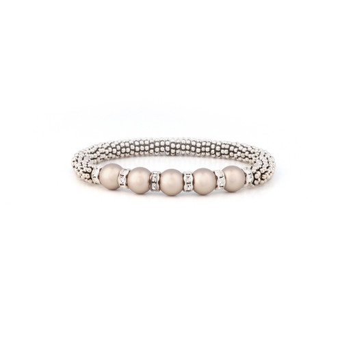 Silver Pearl Crystal Stretchable Bracelet