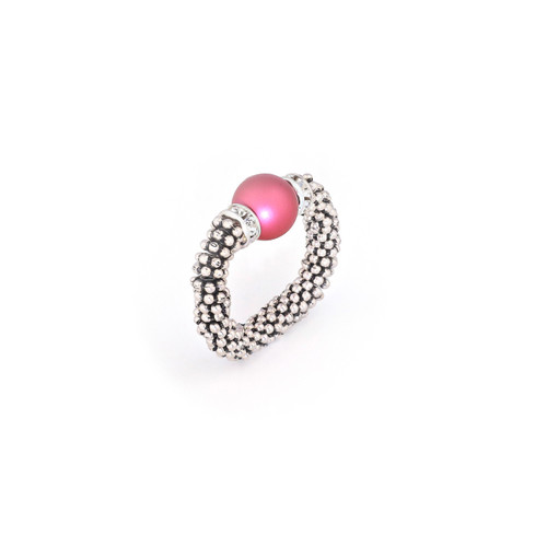 Single Raspberry Round Crystal Stretchable Ring