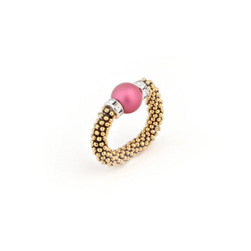 Single Raspberry Round Crystal Stretchable Ring