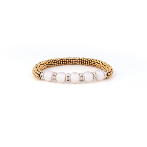 White Pearl Crystal Stretchable Bracelet