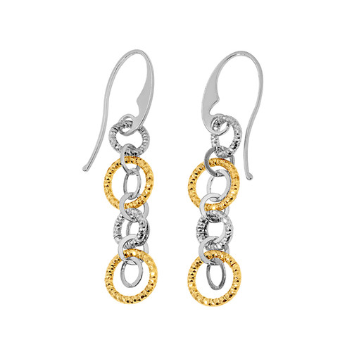 Sterling Silver and Yellow Gold Plated Sparkle and Sparkle Earrings