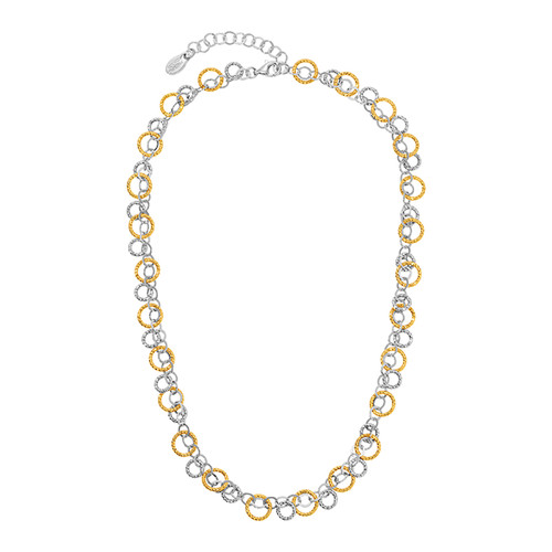 Sterling Silver and Yellow Gold Plated Sparkle and Sparkle  Necklace