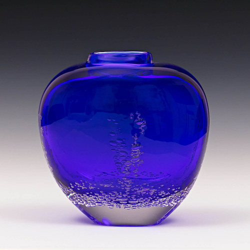 Sea Foam Flat Closed Mouth Vase - Cobalt - Medium