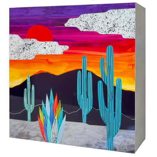 6" x 6" Sonoran Sunset Metal Print on Wood Panel