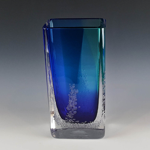 Sea Foam Rectangle Vase with Ground Lip - Blue Multi