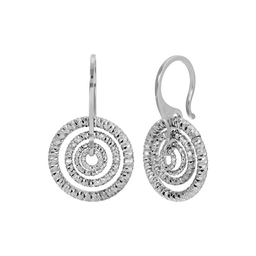 Rhodium Plated Sterling Silver Concentric Circle Earrings