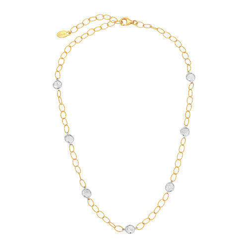 Rhodium and Yellow Gold Plated Sterling Silver Ripples Necklace