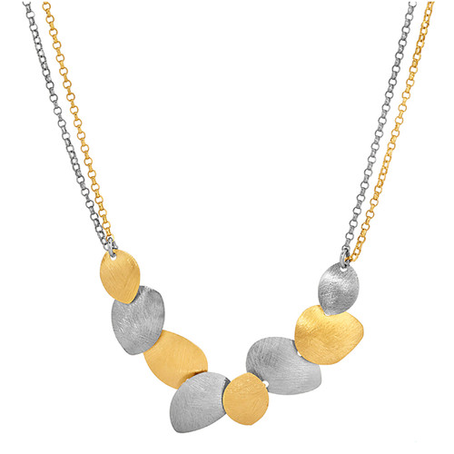 Silver and gold double-strand necklace by Frederic Duclos