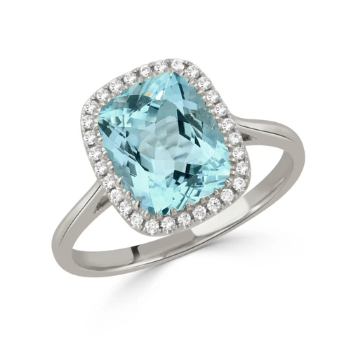 White gold ring with diamonds and topaz by Doves