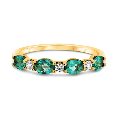 Gold ring with emeralds and diamonds by Roman and Jules