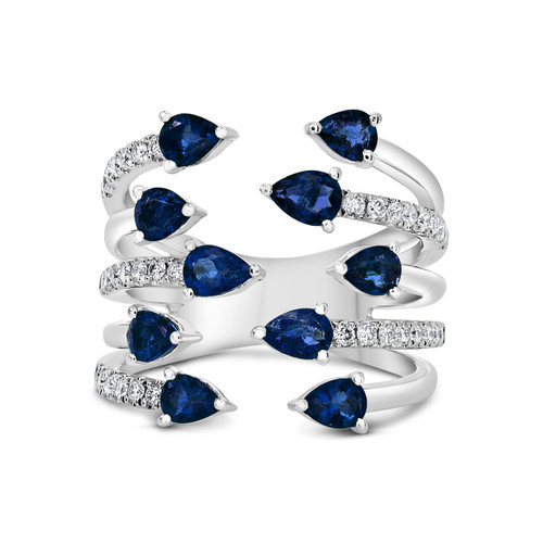 White gold ring with sapphires and diamonds by Roman and Jules