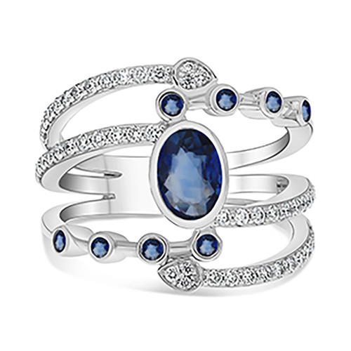 White gold ring with sapphires and diamonds by Roman and Jules