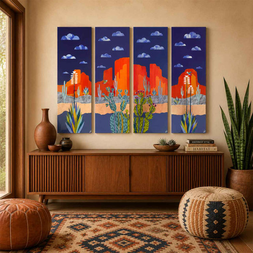 The Desert Unfolds quadriptych collage by Lana Nguyen