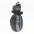 Back view of blown glass cairn sculpture by Melanie Leppla with three glass stones stacked on top of a charcoal base