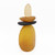 Back view of blown glass cairn sculpture by Melanie Leppla with three glass stones stacked on top of a golden yellow base