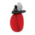 Blown glass cairn sculpture by Melanie Leppla with four glass stones stacked on top of a red base