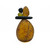 Back view of blown glass cairn sculpture by Melanie Leppla with four glass stones stacked on top of a speckled amber base