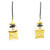 Oxidized Sterling Silver Earrings with Vermeil Square Links